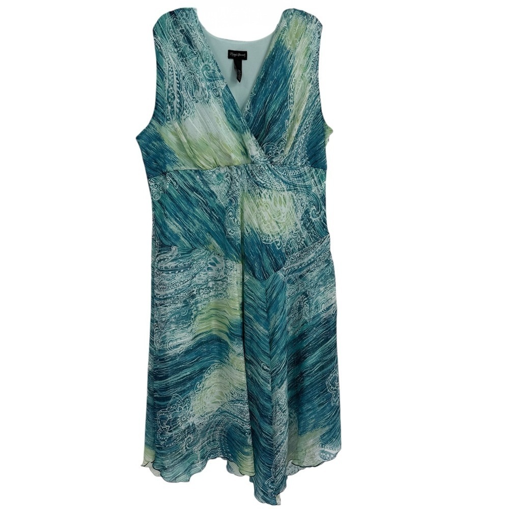 Maggie Barnes size 28W Sleeveless Maxi Dress Lined Metallic Gauzy Women Surplice - Picture 1 of 9